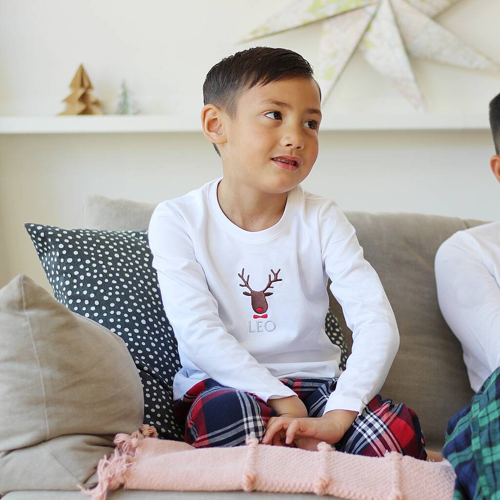 Personalised Embroidered Rudolph Pyjamas
