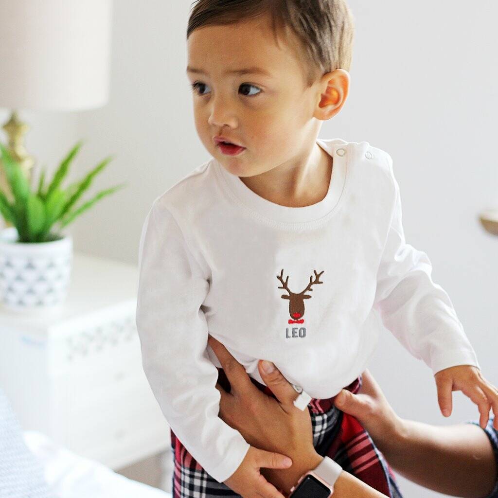 Personalised Embroidered Rudolph Pyjamas