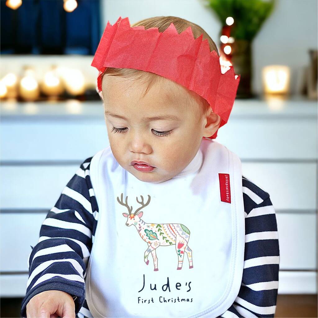 Personalised Nordic Collection First Christmas Bib