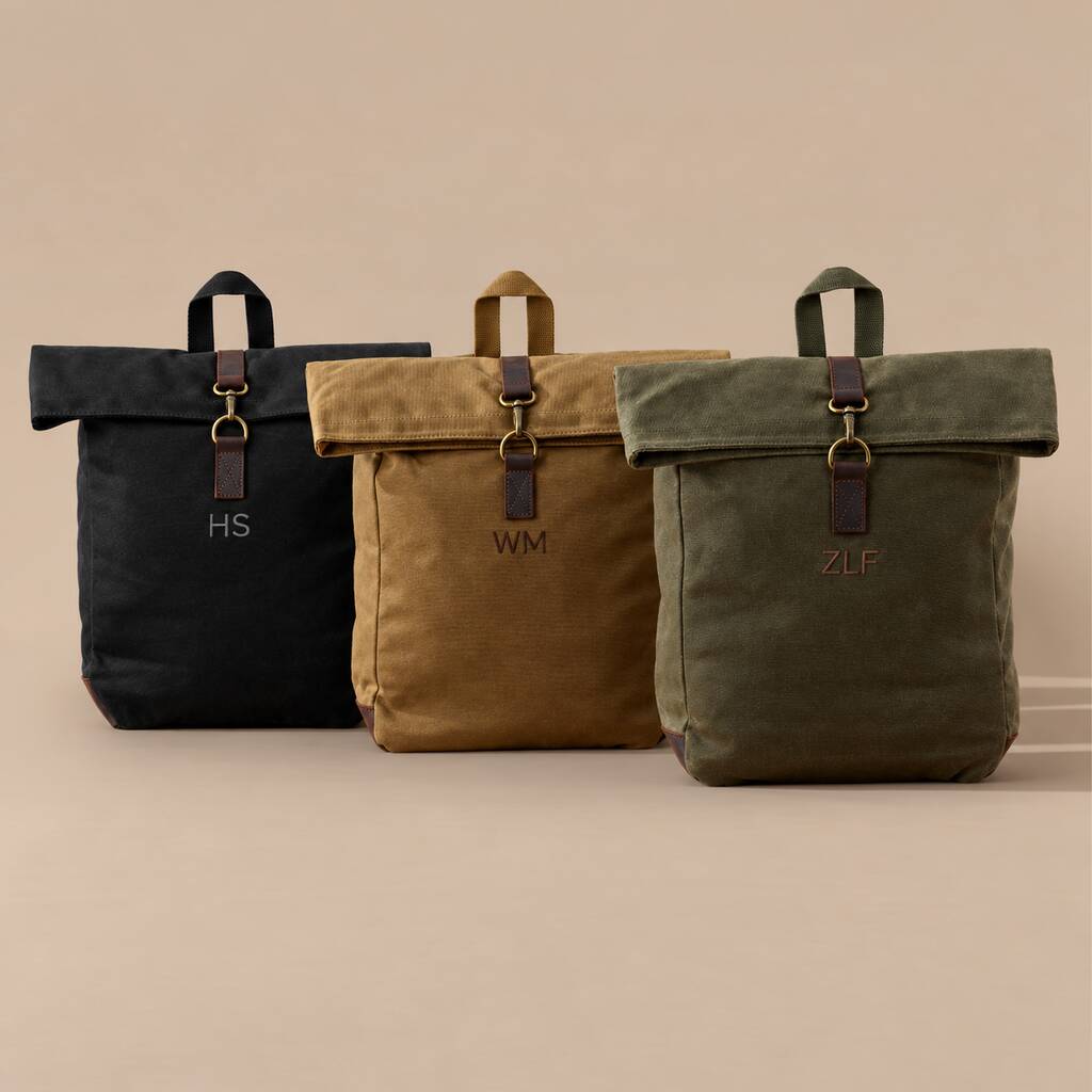 Personalised Waxed Canvas Backpack