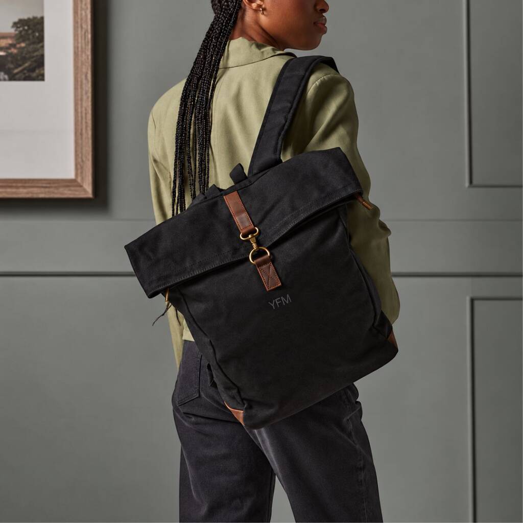 Personalised Waxed Canvas Backpack