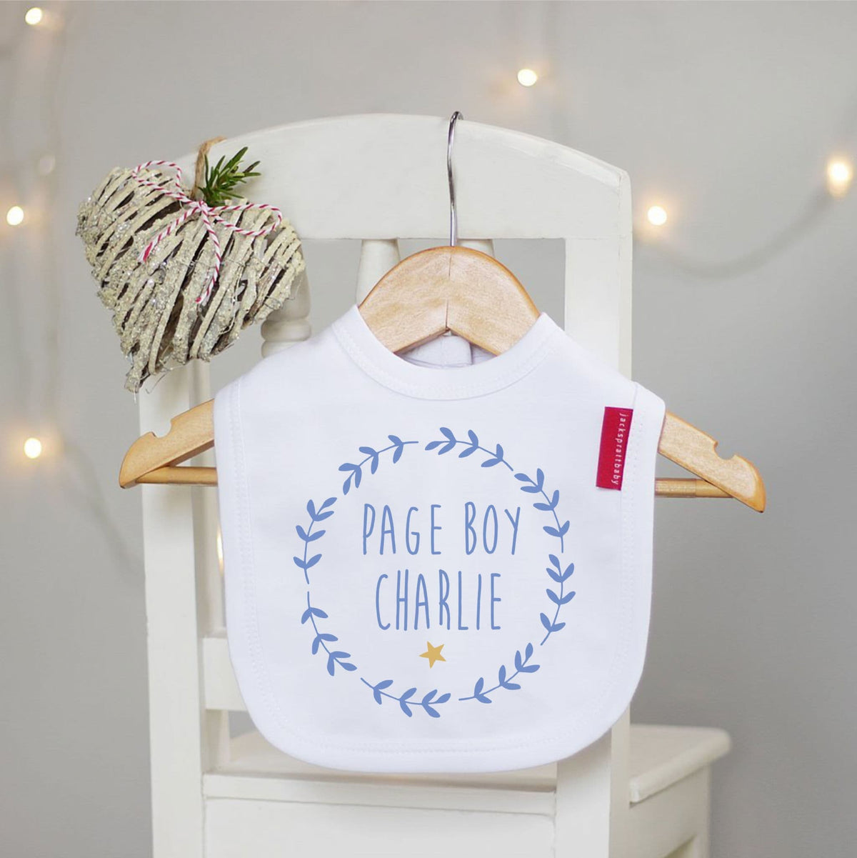 Pageboy Wreath Wedding Baby Bib - view 3