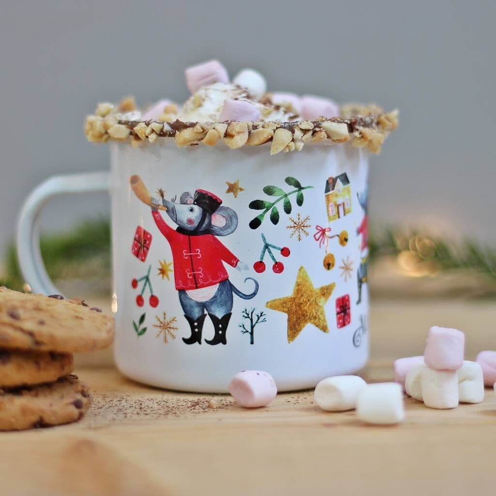 Personalised Circus Mouse Christmas Enamel Mug - view 3