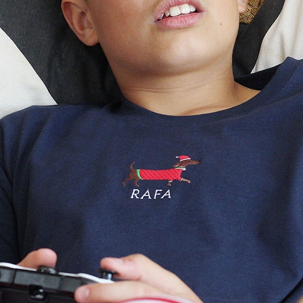 Personalised Embroidered Sausage Dog Pyjamas