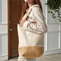 Personalised Embroidered Slender Jute Canvas Shopping Bag Cream and Natural 