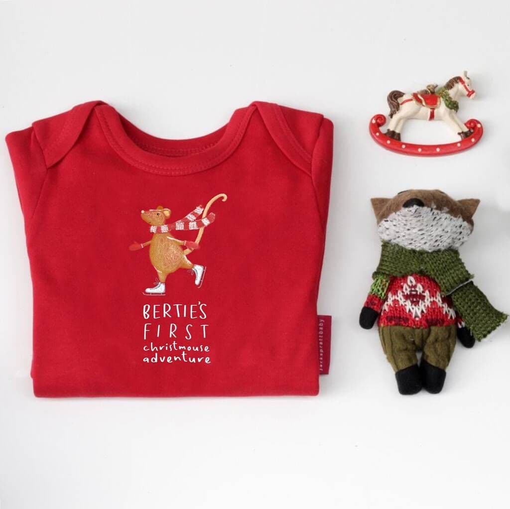 Personalised First Christmas Mouse Babygrow - view 4