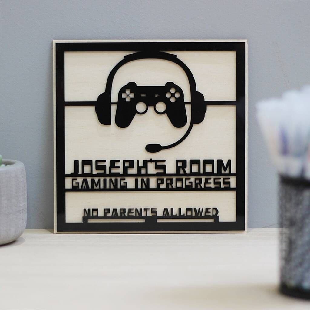 Personalised Gaming In Progress Bedroom Door Sign - view 3