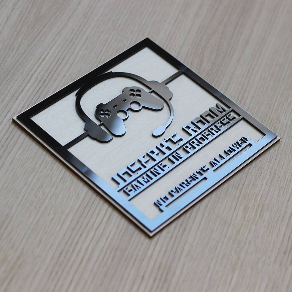 Personalised Gaming In Progress Bedroom Door Sign - view 4