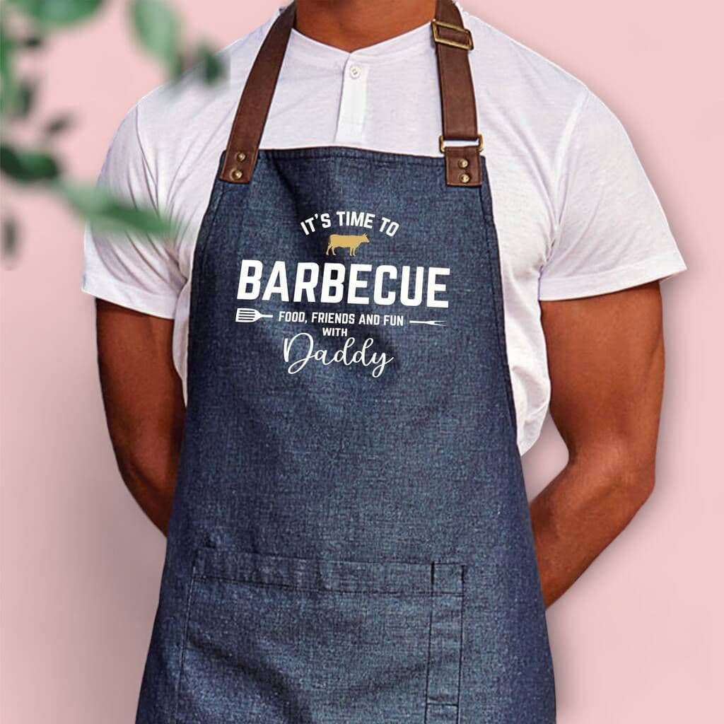 Personalised 'It's Time To Barbeque' Adult Apron