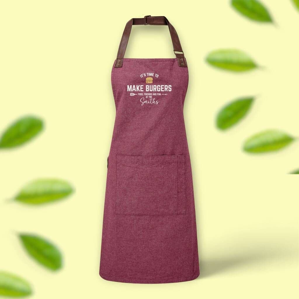Personalised 'It's time to make burgers' Apron - view 2