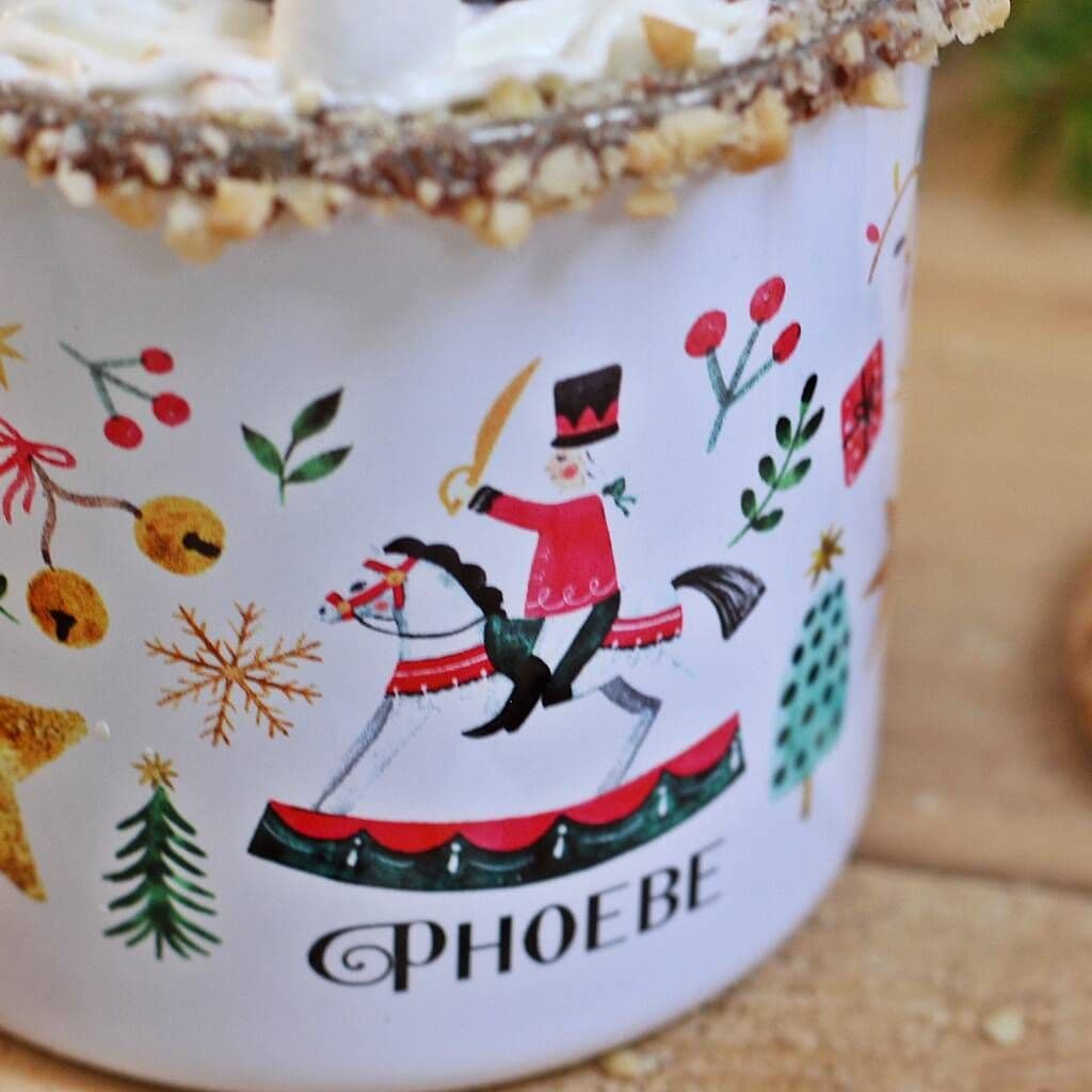 Personalised Rocking Horse Christmas Enamel Mug. - view 3