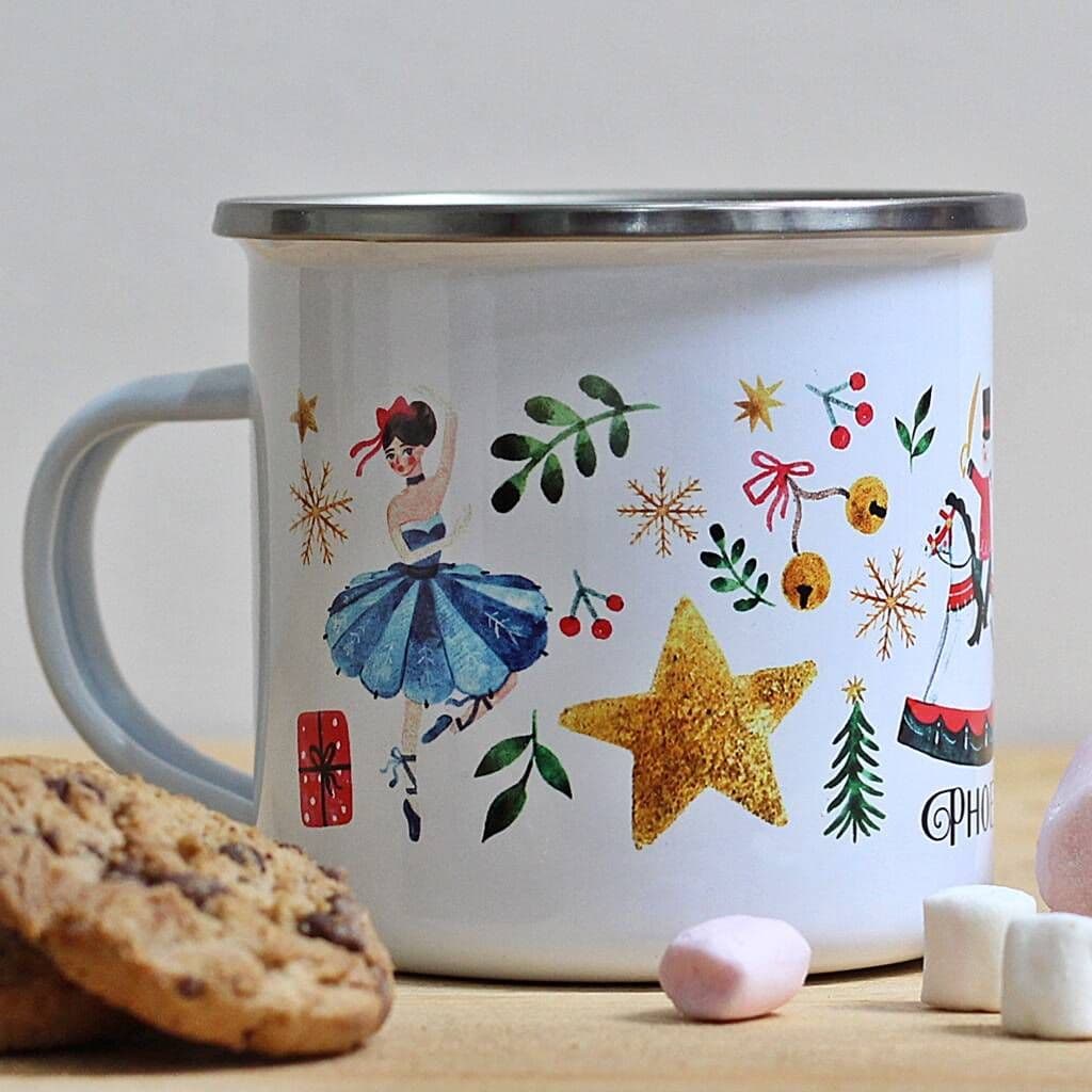 Personalised Rocking Horse Christmas Enamel Mug. - view 5