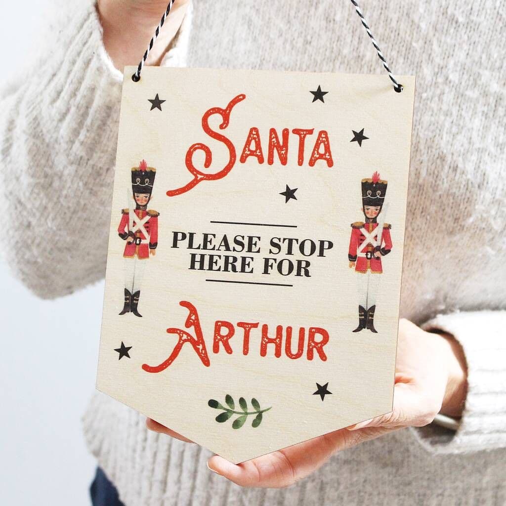 Santa Please Stop Here Bedroom Door Sign - view 2