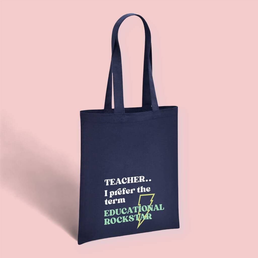 Teacher 'Educational Rockstar' Tote Shopping Bag â€” The perfect end-of-year gift for any teacher â€” our stylish, functional Educational Rockstar tote shopping bag