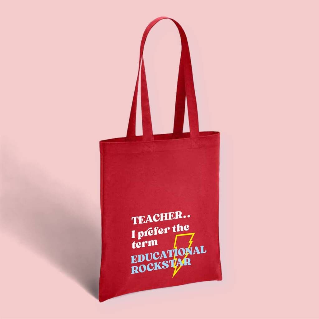 Teacher 'Educational Rockstar' Tote Shopping Bag â€” The perfect end-of-year gift for any teacher â€” our stylish, functional Educational Rockstar tote shopping bag