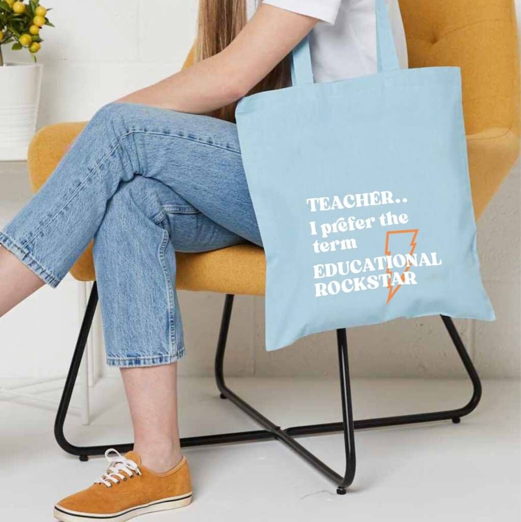 Teacher 'Educational Rockstar' Tote Shopping Bag â€” The perfect end-of-year gift for any teacher â€” our stylish, functional Educational Rockstar tote shopping bag