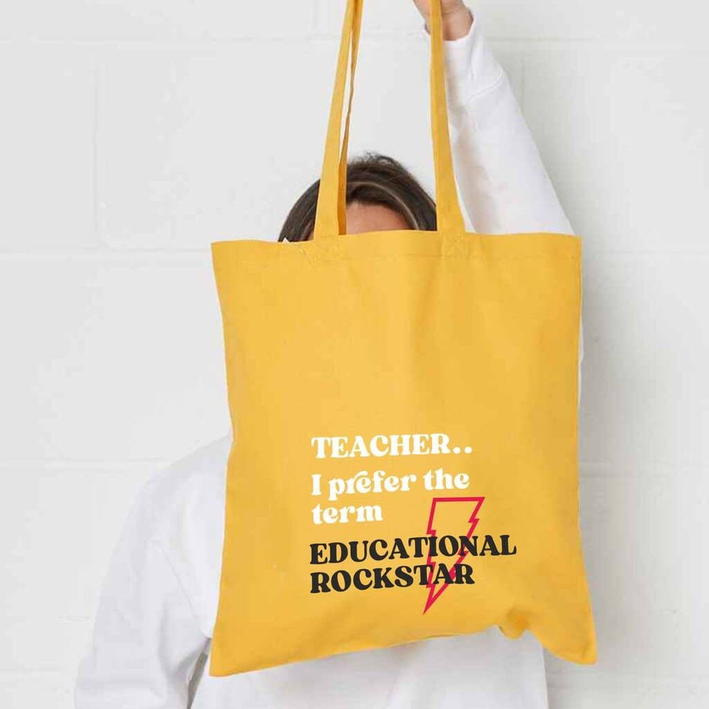 Teacher 'Educational Rockstar' Tote Shopping Bag â€” The perfect end-of-year gift for any teacher â€” our stylish, functional Educational Rockstar tote shopping bag